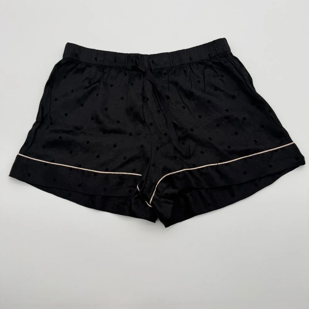 Victoria's Secret Black Polka Dot Silky‎ Sexy PJ Shorts S Sleepwear Loungewear